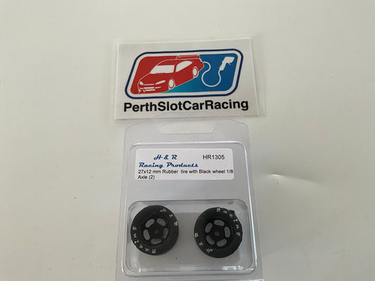 H&R 27x12mm Pair Black Wheels with Rubber Tyres (HR1305)