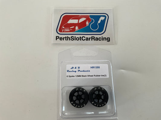 H&R 6 Spoke 27x18mm Black Wheels & Rubber Tyres (HR1355)