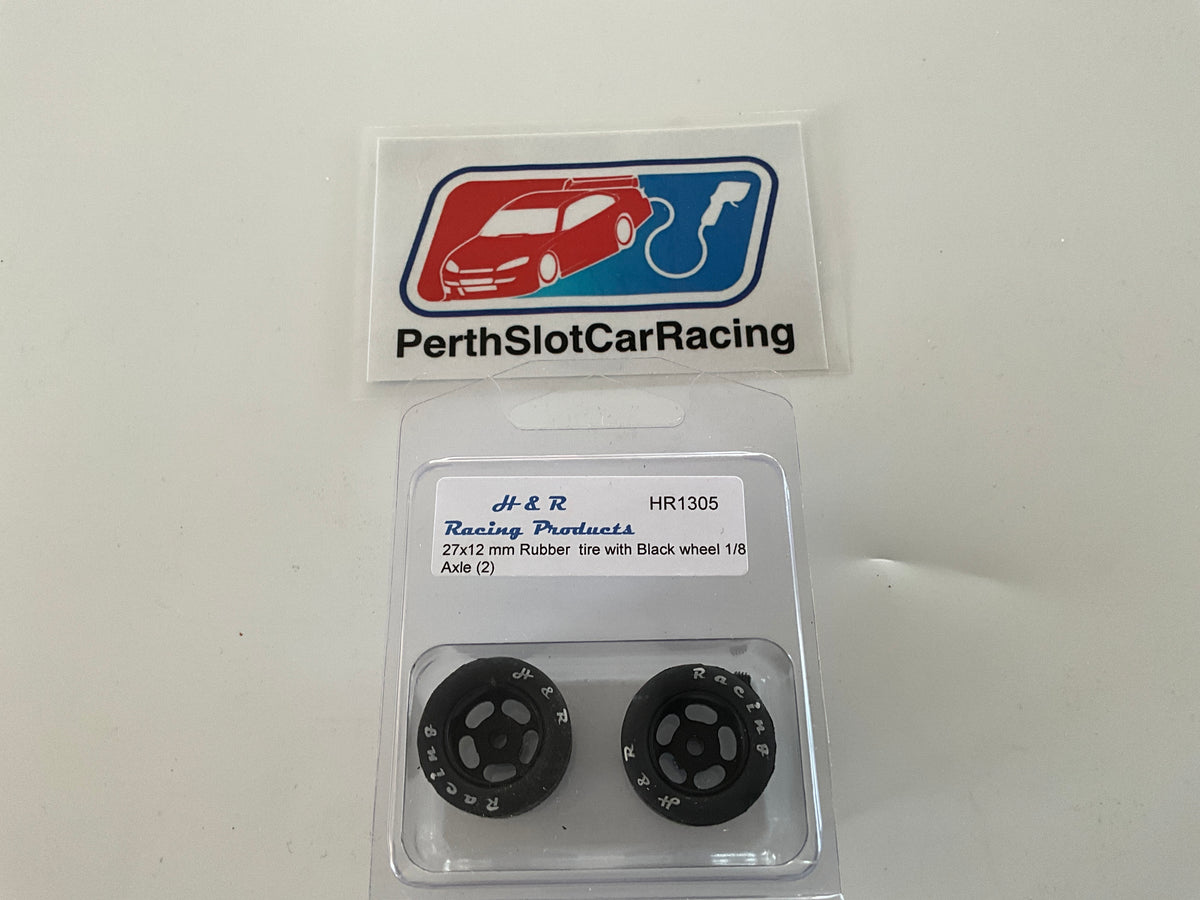 H&R 27x12mm Pair Black Wheels with Rubber Tyres (HR1305)
