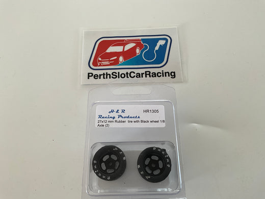 H&R 27x12mm Pair Black Wheels with Rubber Tyres (HR1305)