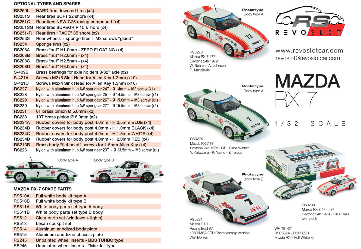 Revo Slot Mazda RX-7 n.77 Daytona 24h 1979 (RS0278)